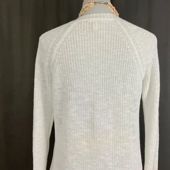 Eileen Fisher White Crew Neck Tunic Sweater Organic Linen Blend Long Sleeve Sz S - Picture 12 of 16